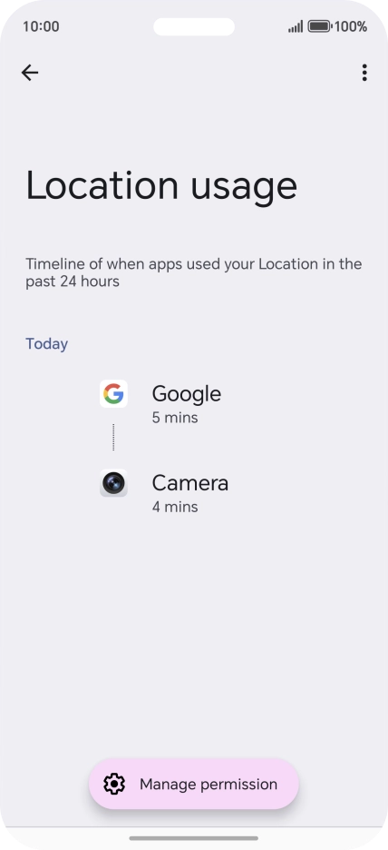 The total app activity for the selected phone function is displayed.