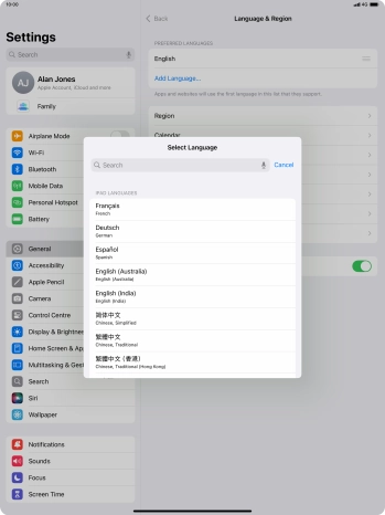 Press the required language. Press the required language.