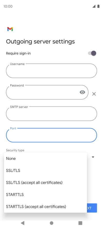 Press SSL/TLS. Press SSL/TLS.
