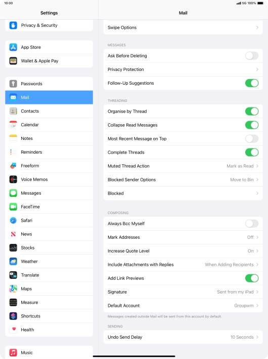 Press Default Account.