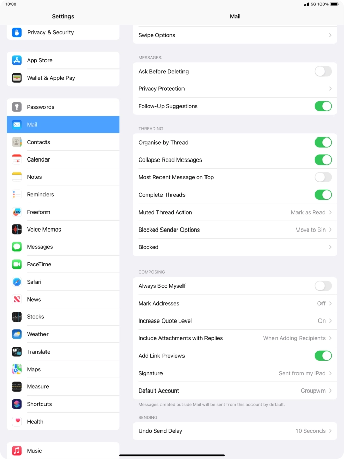 Press Default Account.