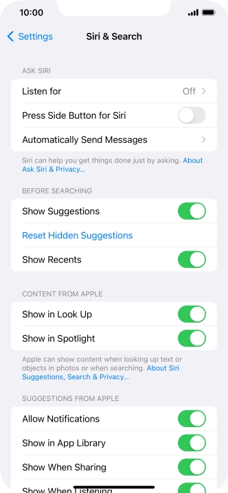 Press the indicator next to 