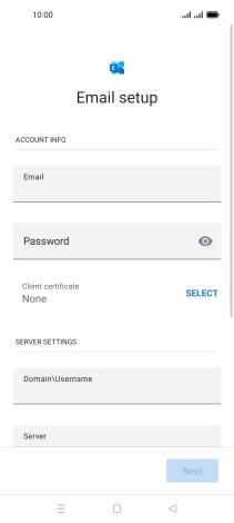 Press Password and key in the password for your email account.