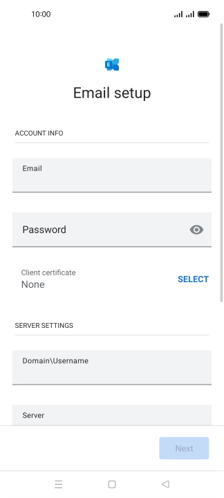 Press Password and key in the password for your email account.