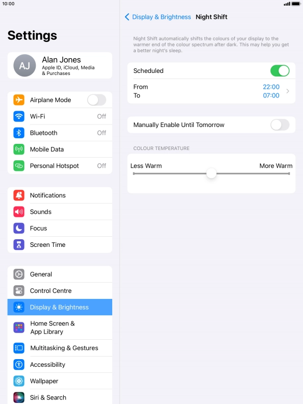 Press the indicator next to 