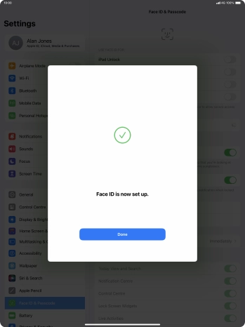 Press Done. If you haven't previously selected a lock code, key in a code of your own choice twice.