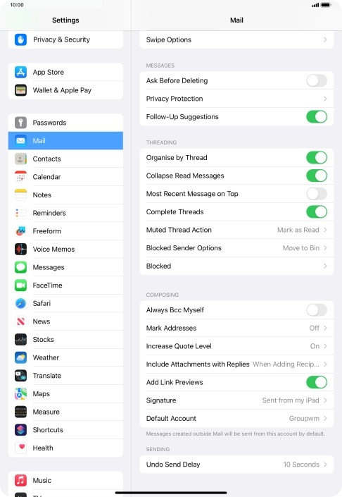 Press Default Account.