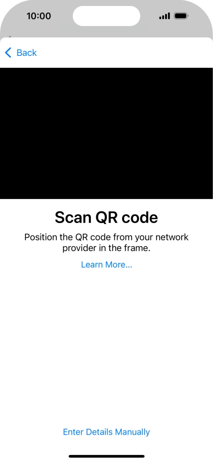 Place the QR code you've received inside the phone camera frame to scan the code. Your eSIM is transferred to your new phone over the internet.