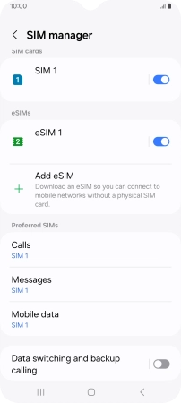 Press the required eSIM.