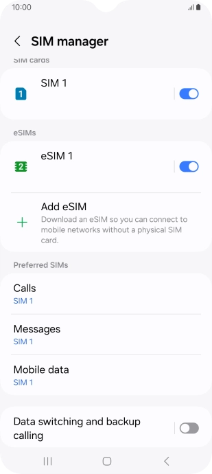 Press the required eSIM.