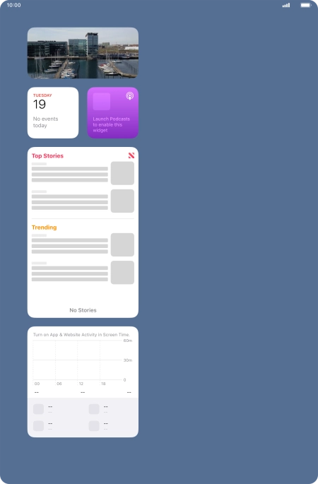 Slide your finger up or down on the screen to see more widgets.