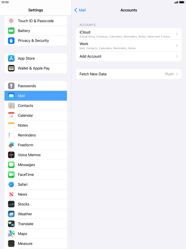 Press the required email account.