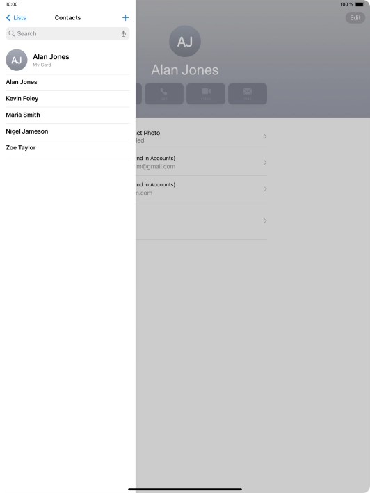 Press the required contact.