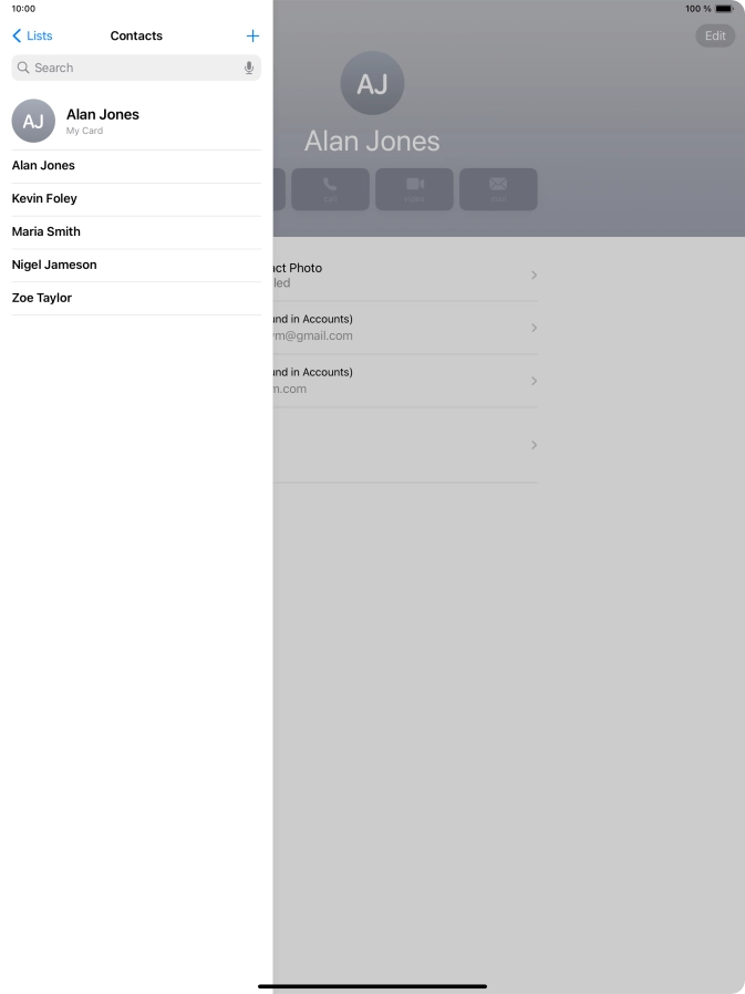 Press the required contact.