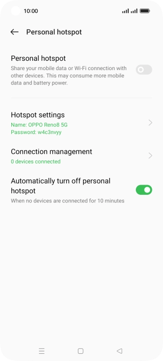 Press Hotspot settings.