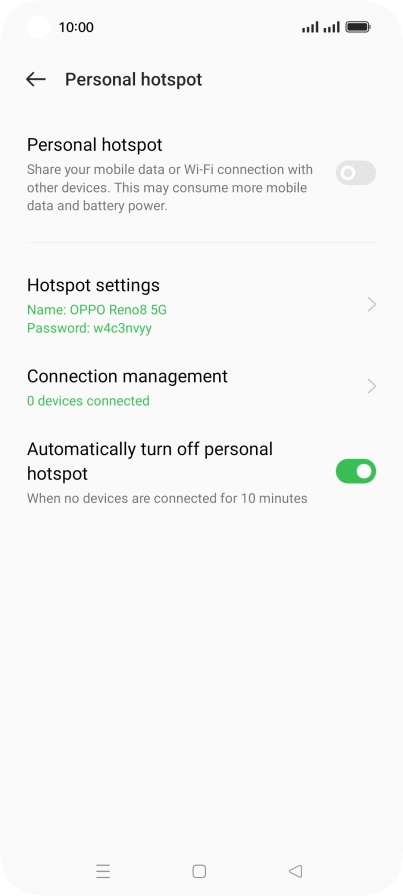 Press Hotspot settings.