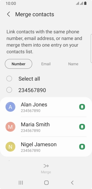Press the field next to the required number.