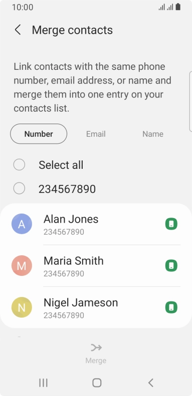 Press the field next to the required number.