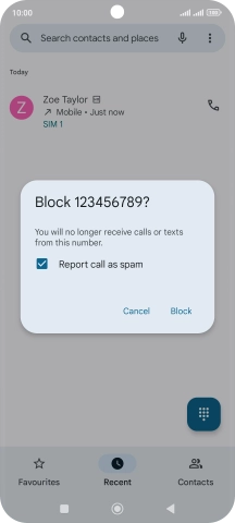 To report the number as spam, press the field next to 