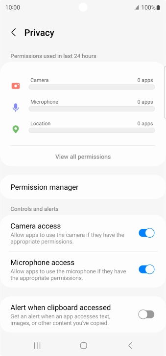 Press View all permissions.