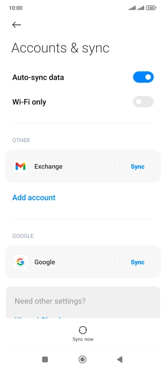 Press the required email account.