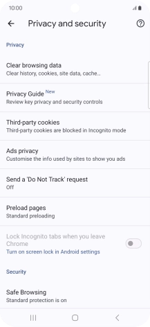 Press Clear browsing data.