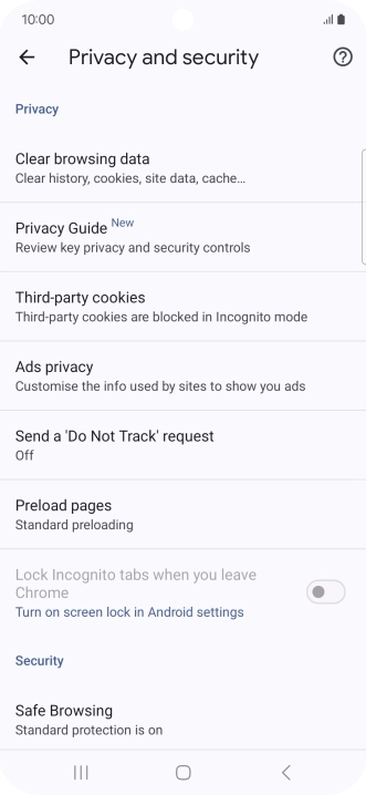 Press Clear browsing data.