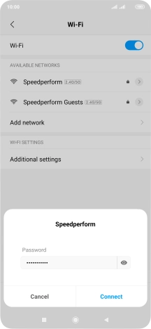 Key in the password for the Wi-Fi network and press Connect.