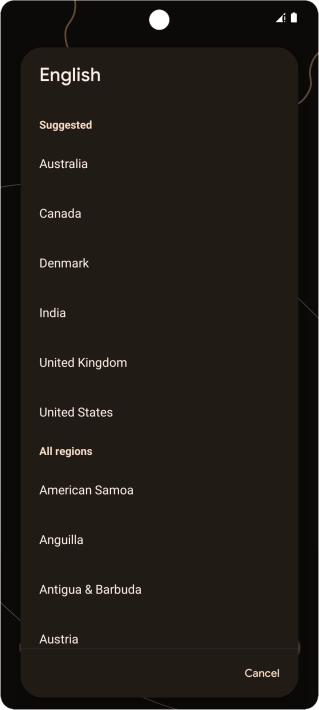 Press the required country or area.
