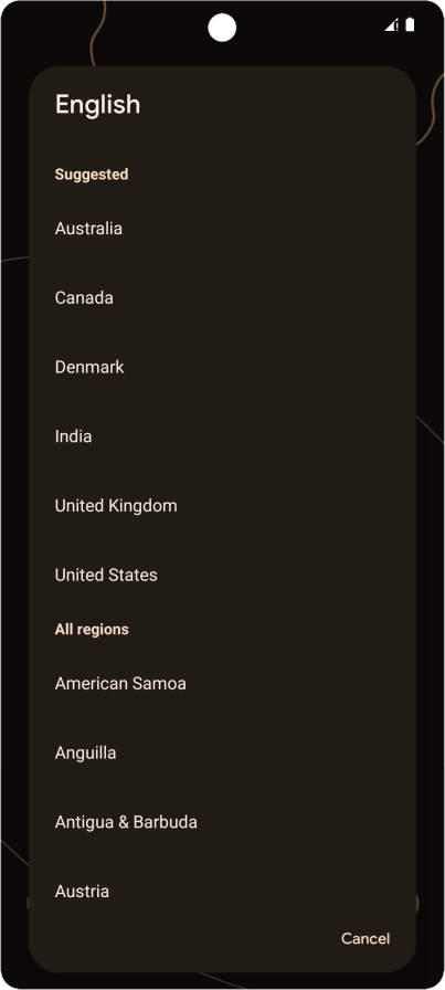 Press the required country or area.