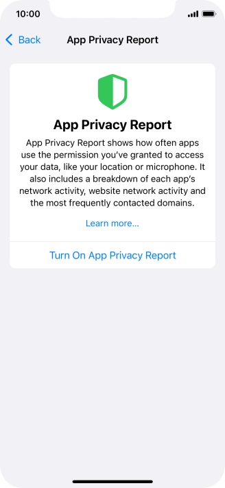 Press Turn On App Privacy Report to turn on the function.