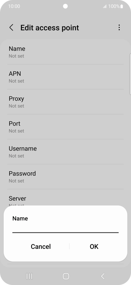 Key in Vodafone Internet and press OK. Key in Vodafone Internet and press OK.