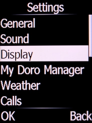 Select Display and press the Left selection key.