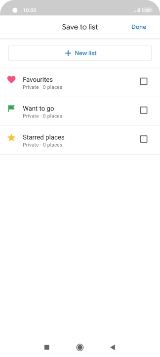 If you select New list, follow the instructions on the screen to create a new list.