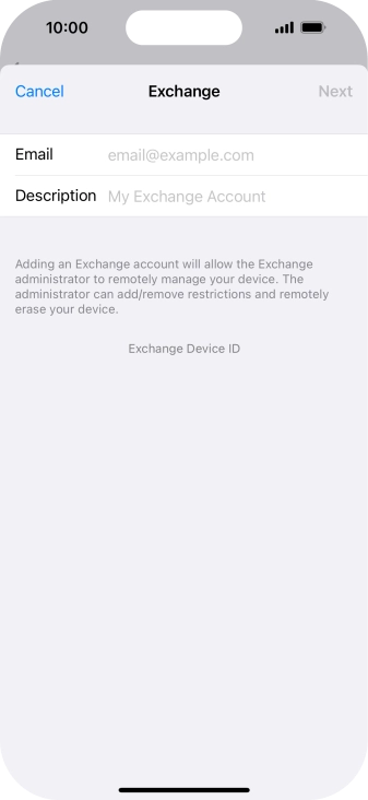 Press Email and key in your email address.