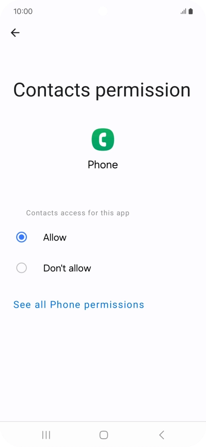 Press the required setting.