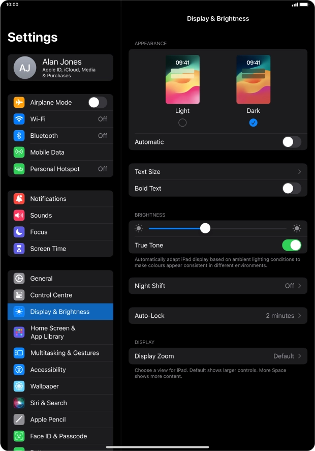 Press the indicator next to 