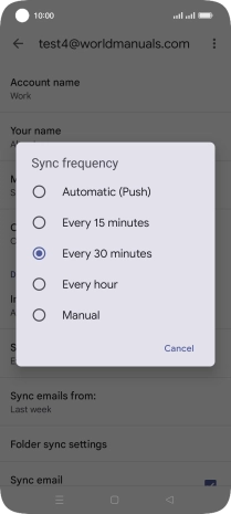 Press the required setting.