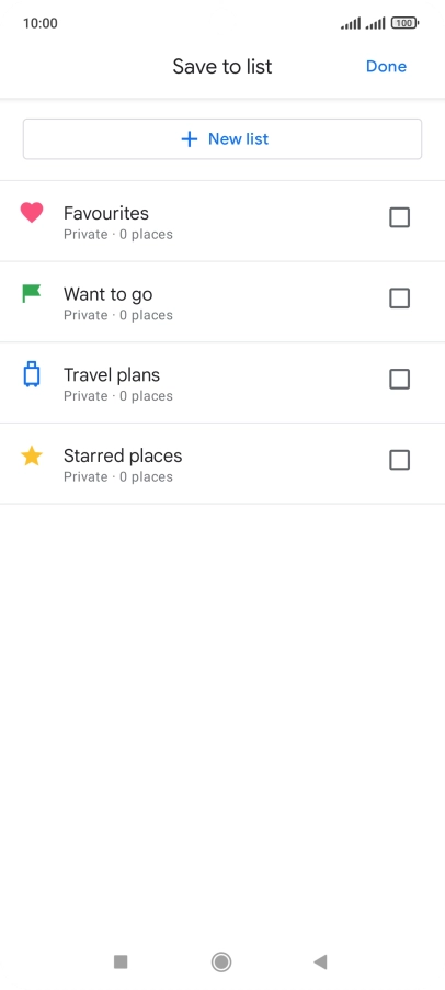If you select New list, follow the instructions on the screen to create a new list.
