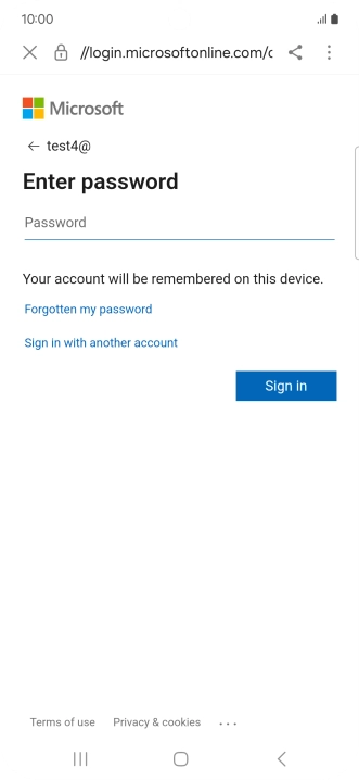 Press Password and key in the password for your email account.