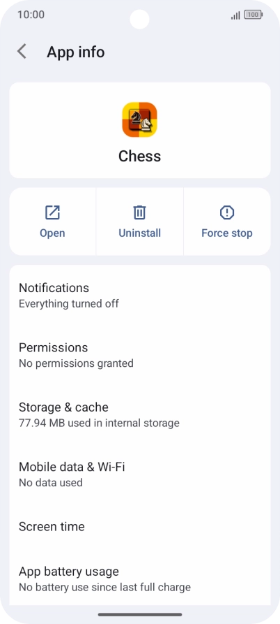 Press Storage & cache.