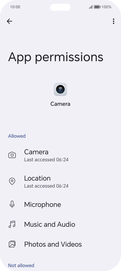 The app activity for the selected app is displayed.