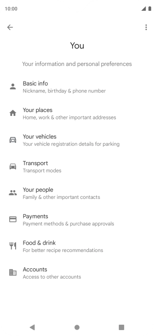 Press Basic info and follow the instructions on the screen to select phone owner settings.