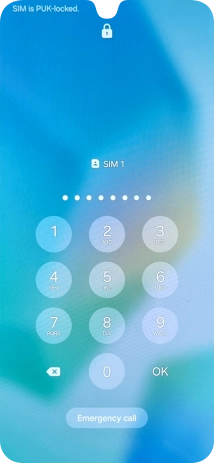 Key in the PUK and press OK.