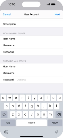 Press Password and key in the password for your email account.