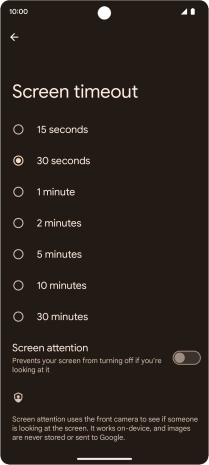 Press the required setting.
