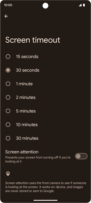 Press the required setting.