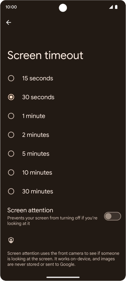 Press the required setting.