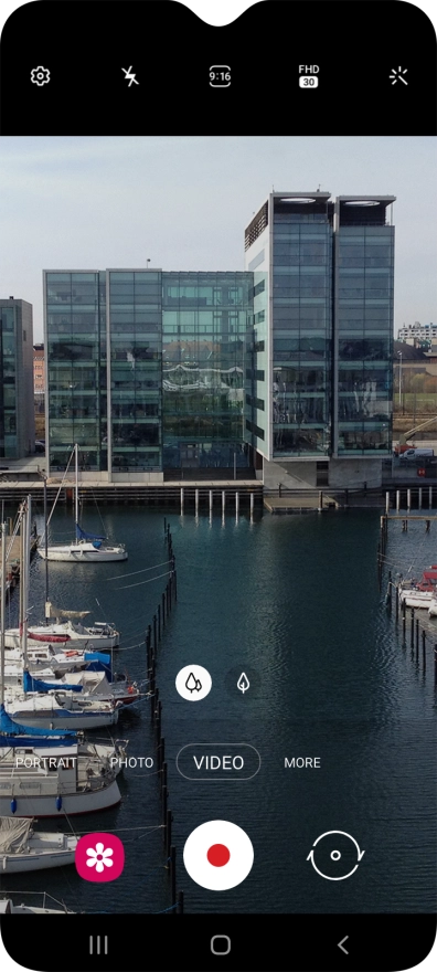 Press the video light icon.