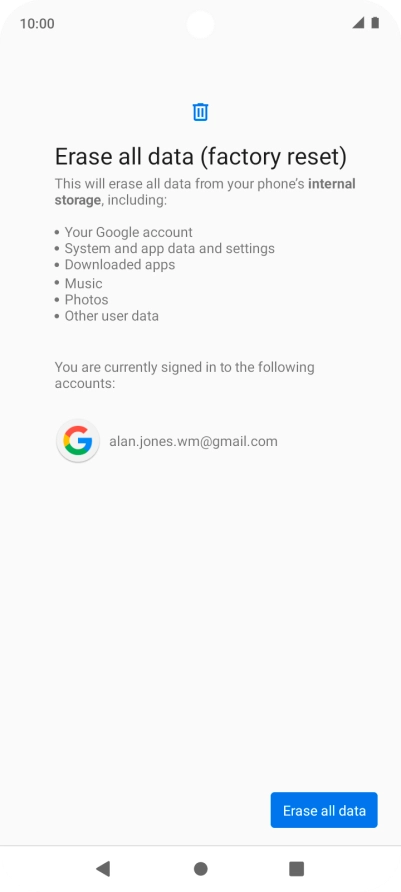 Press Erase all data.